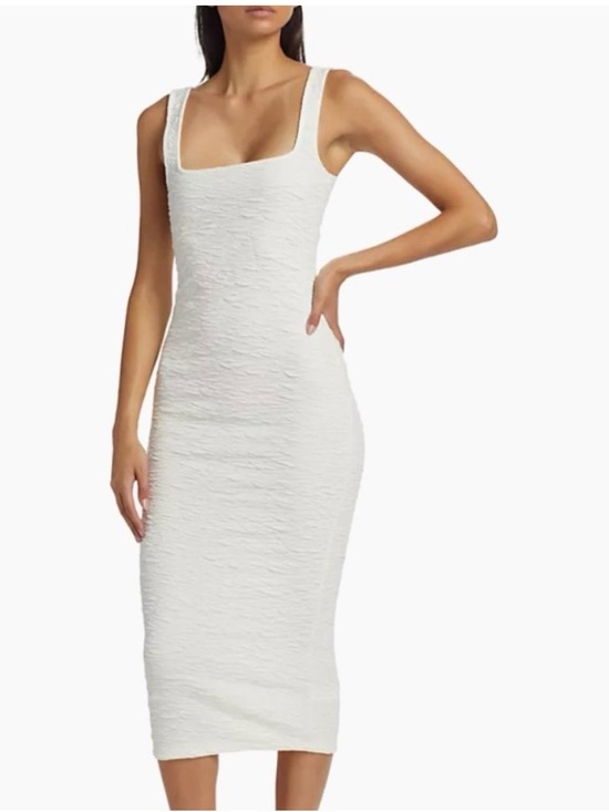 Good American Dresses & Skirts - Good American White Textured Square-Neck Midi Dress